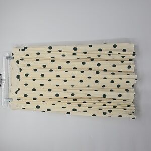 Sweetsalt A-Line Polka Dot Pleated Midi Skirt Ivory Green Polyester Size 12